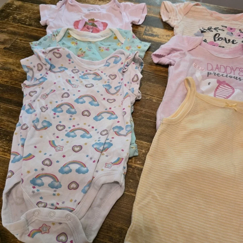 Baby Girl 3-6 Mo Bodysuit 12pc Lot Pajamas Pastels One Piece Bundle Newborn